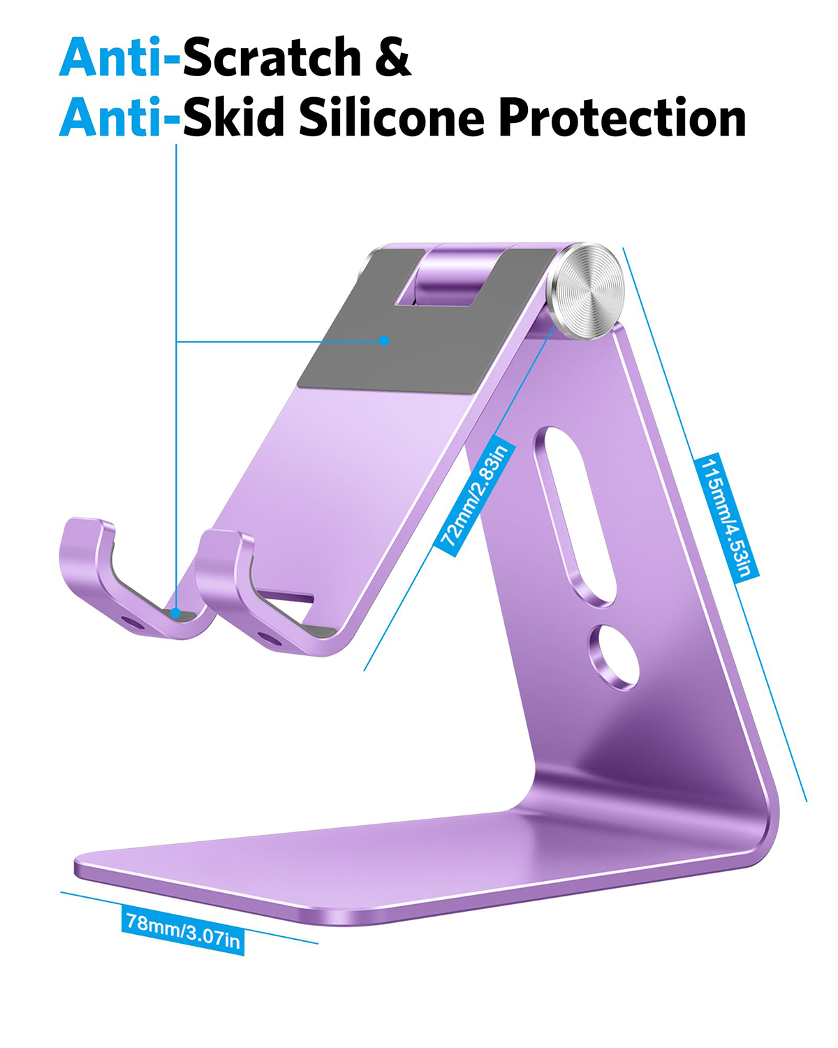 C2 Adjustable Aluminum Cell Phone Stand with Charging Cutout, Purple