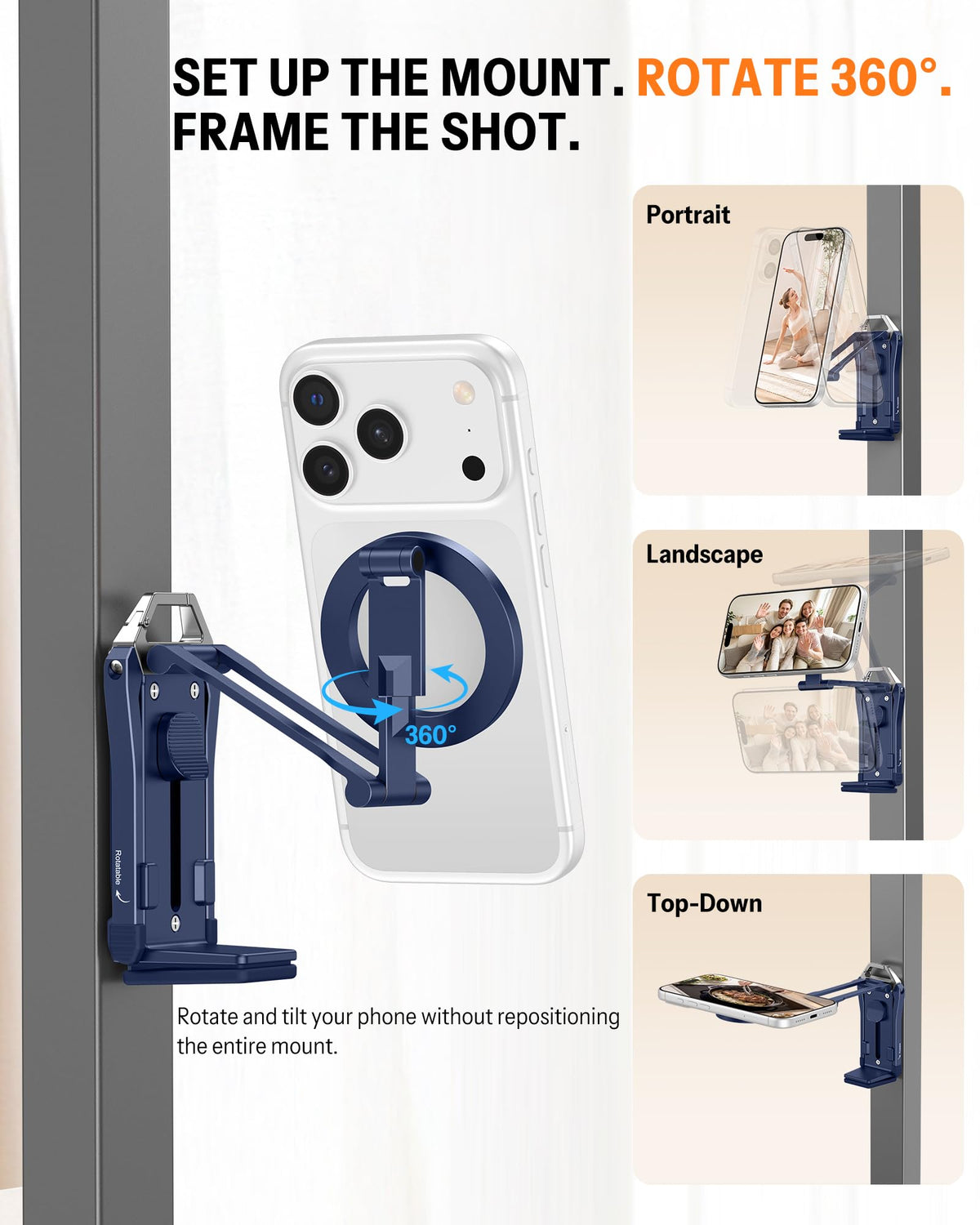 TP02 360°Rotating Adjustable Aluminum for MagSafe Tripod, Navy Blue