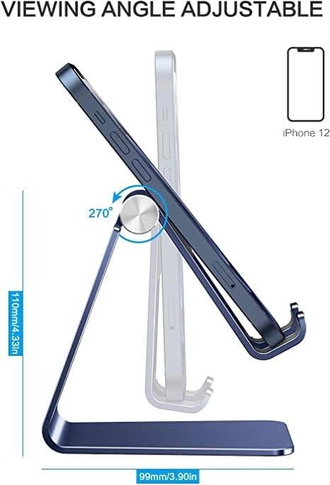 C2 Adjustable Cell Phone Stand with Charging Cutout, Navy Blue