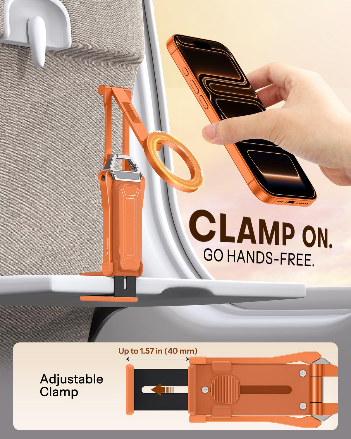 TP02 360°Rotating Adjustable Aluminum for MagSafe Tripod, Orange