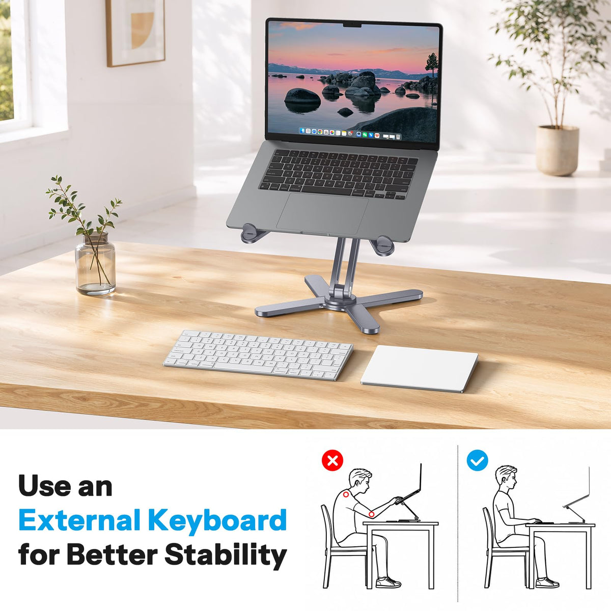 LA10 360° Rotating Laptop Stand Riser Foldable for Desk, Space Grey
