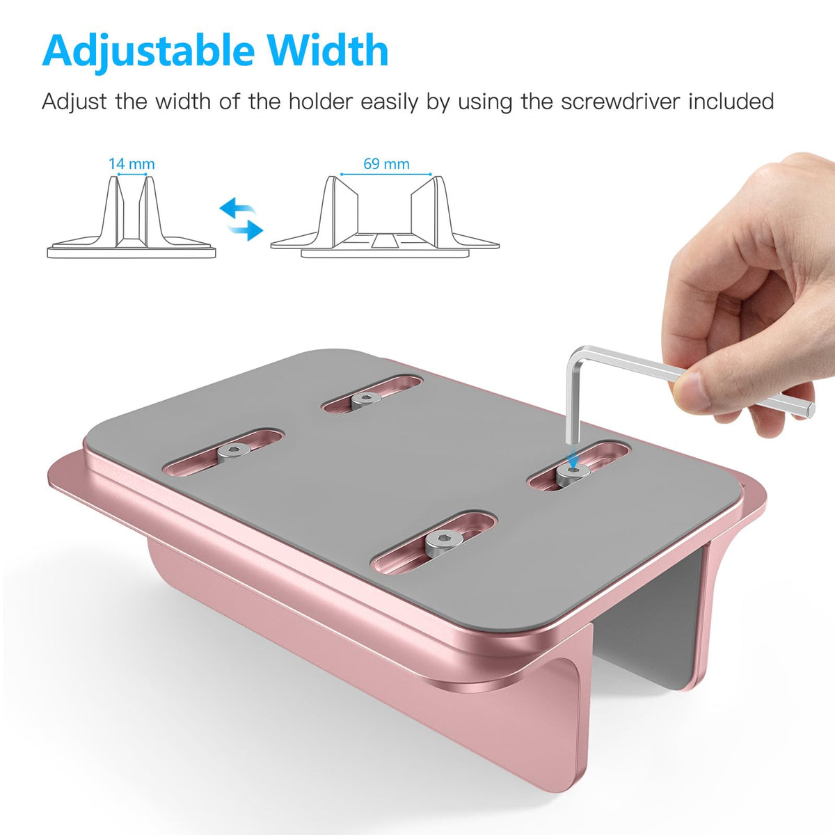 Vertical Laptop Stand Holder, Adjustable Dock for MacBook, Rose Gold