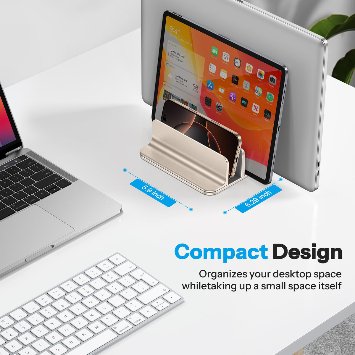 3-Slot Multiple Vertical Laptop Stand, Fits MacBook, Starlight