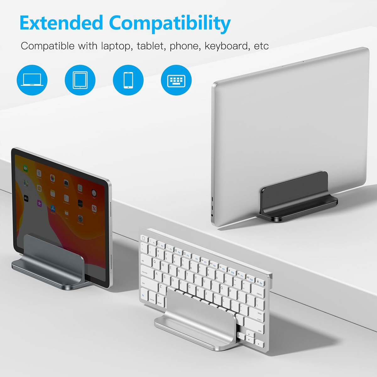 Vertical Laptop Stand, Adjustable Dock for MacBook, Black & Black