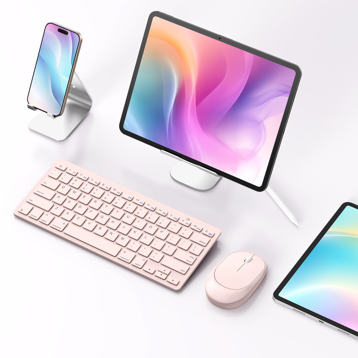 Bluetooth Keyboard and Mouse for iPad, Slim & Silent, Pink
