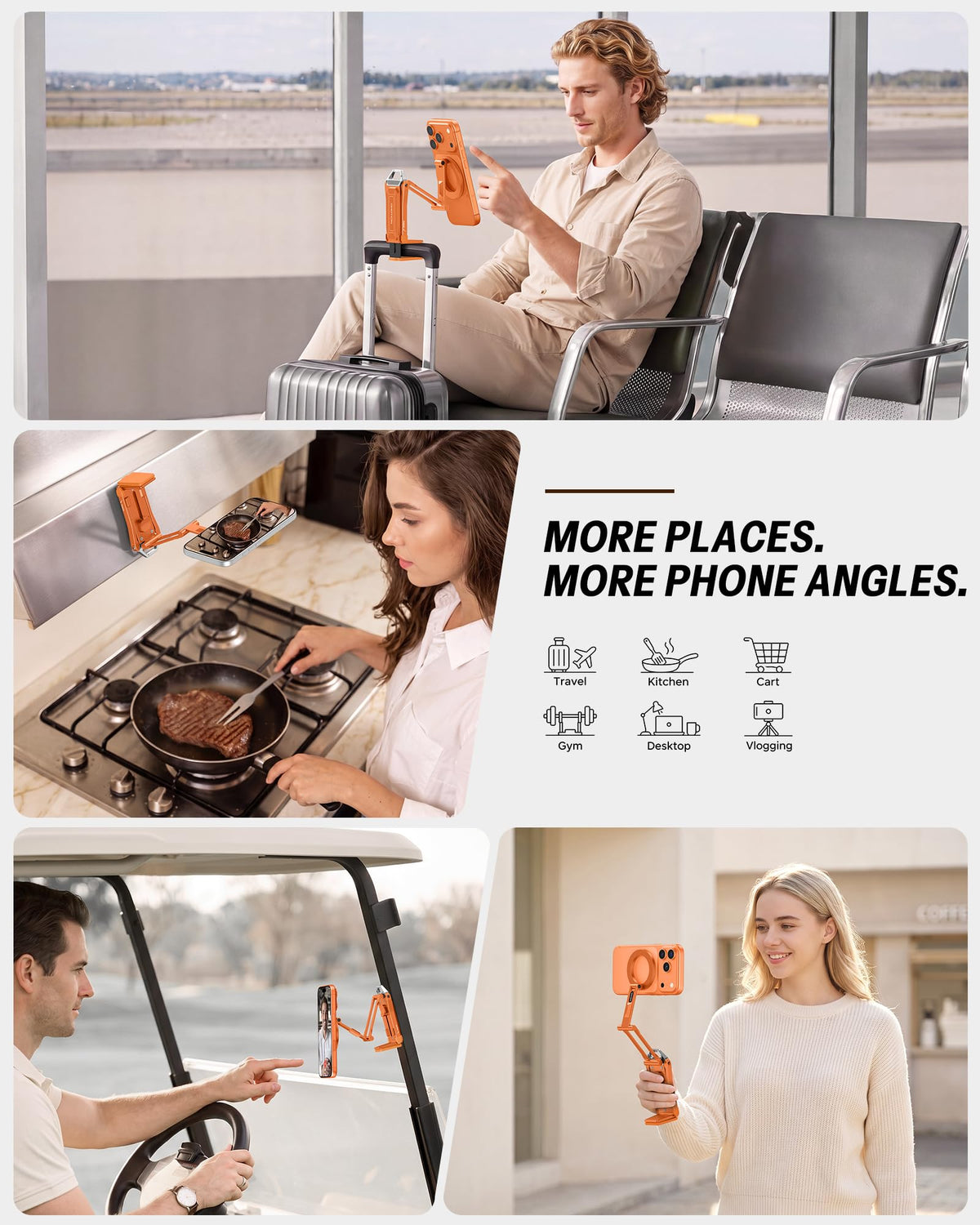 TP02 360°Rotating Adjustable Aluminum for MagSafe Tripod, Orange