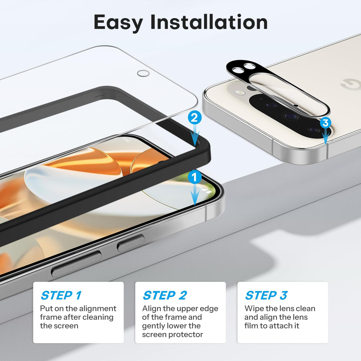 3+2 Pack for Google Pixel 9 Pro Screen Protector 6.3 inch