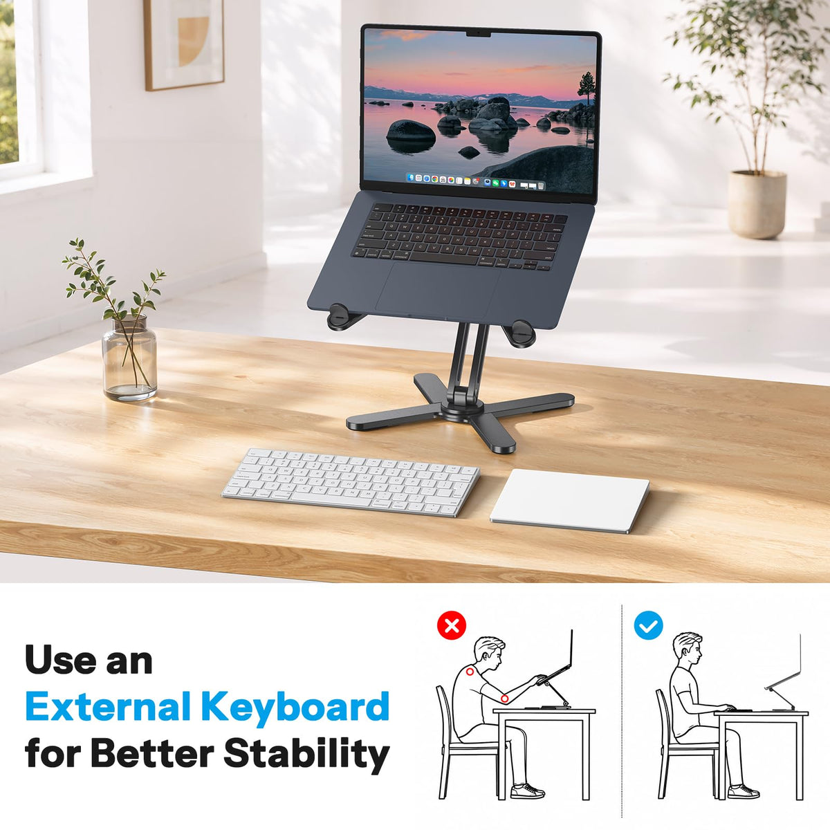 LA10 360° Rotating Laptop Stand Riser Foldable for Desk, Black