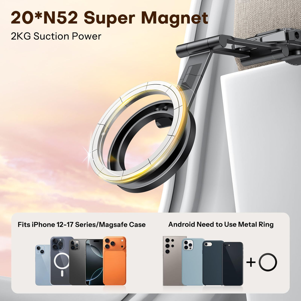 360°Rotating for MagSafe Tripod with 1/4"Screw Arca, Black&Black Pro
