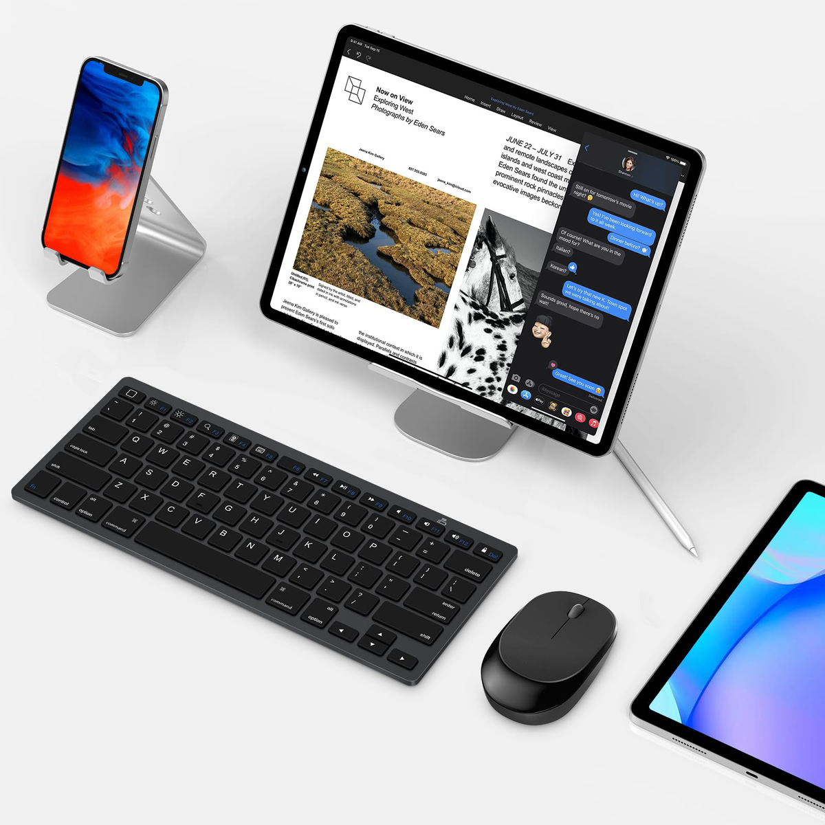 Bluetooth Keyboard and Mouse for iPad, Slim & Silent, Black