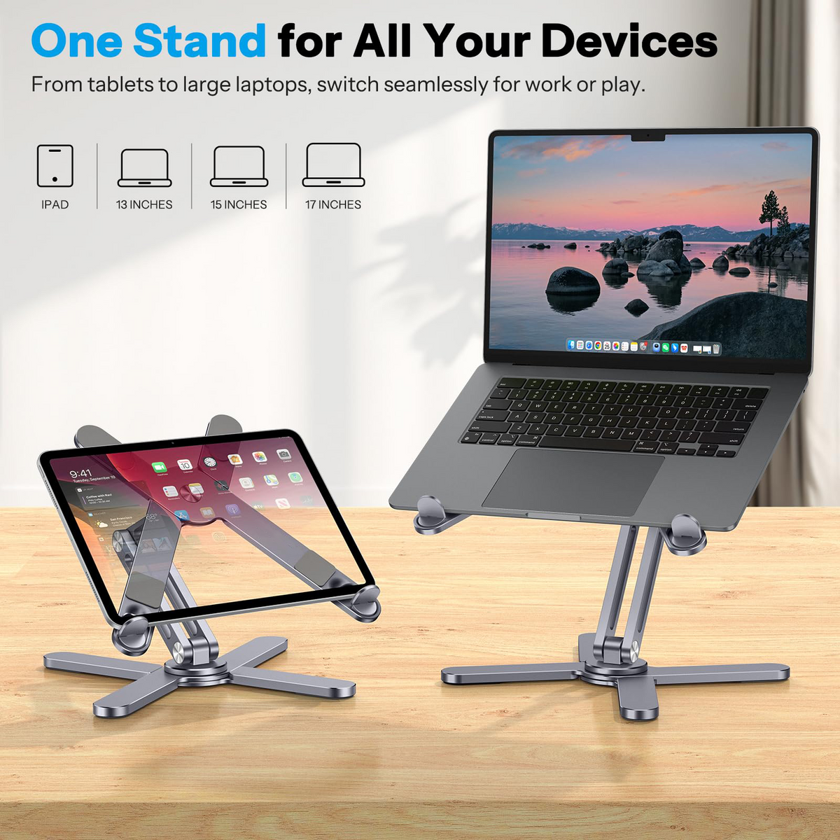 LA10 360° Rotating Laptop Stand Riser Foldable for Desk, Space Grey