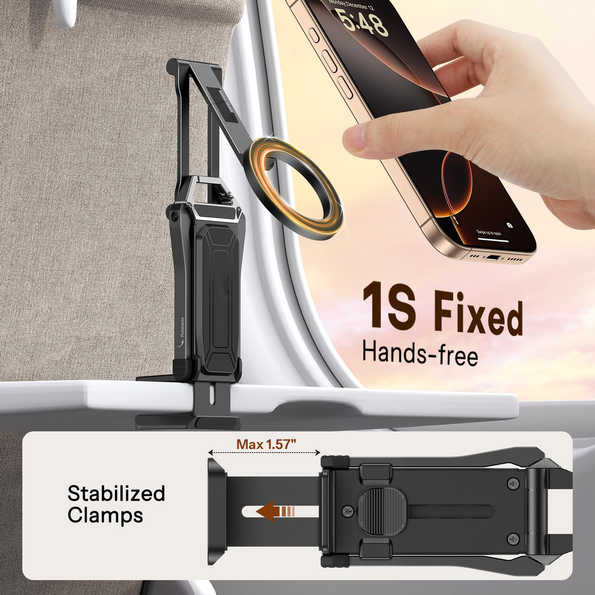 360°Rotating for MagSafe Tripod with 1/4"Screw Arca, Black&Black Pro