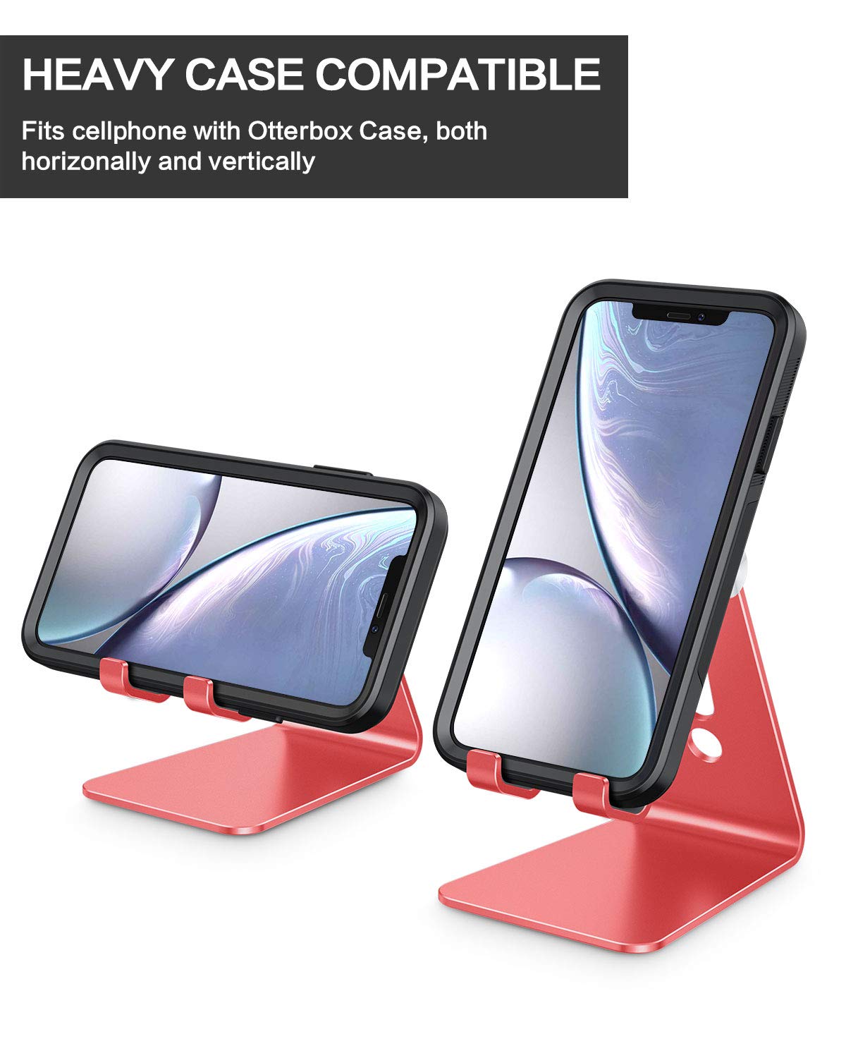 C2 Adjustable Aluminum Cell Phone Stand with Charging Cutout, Red