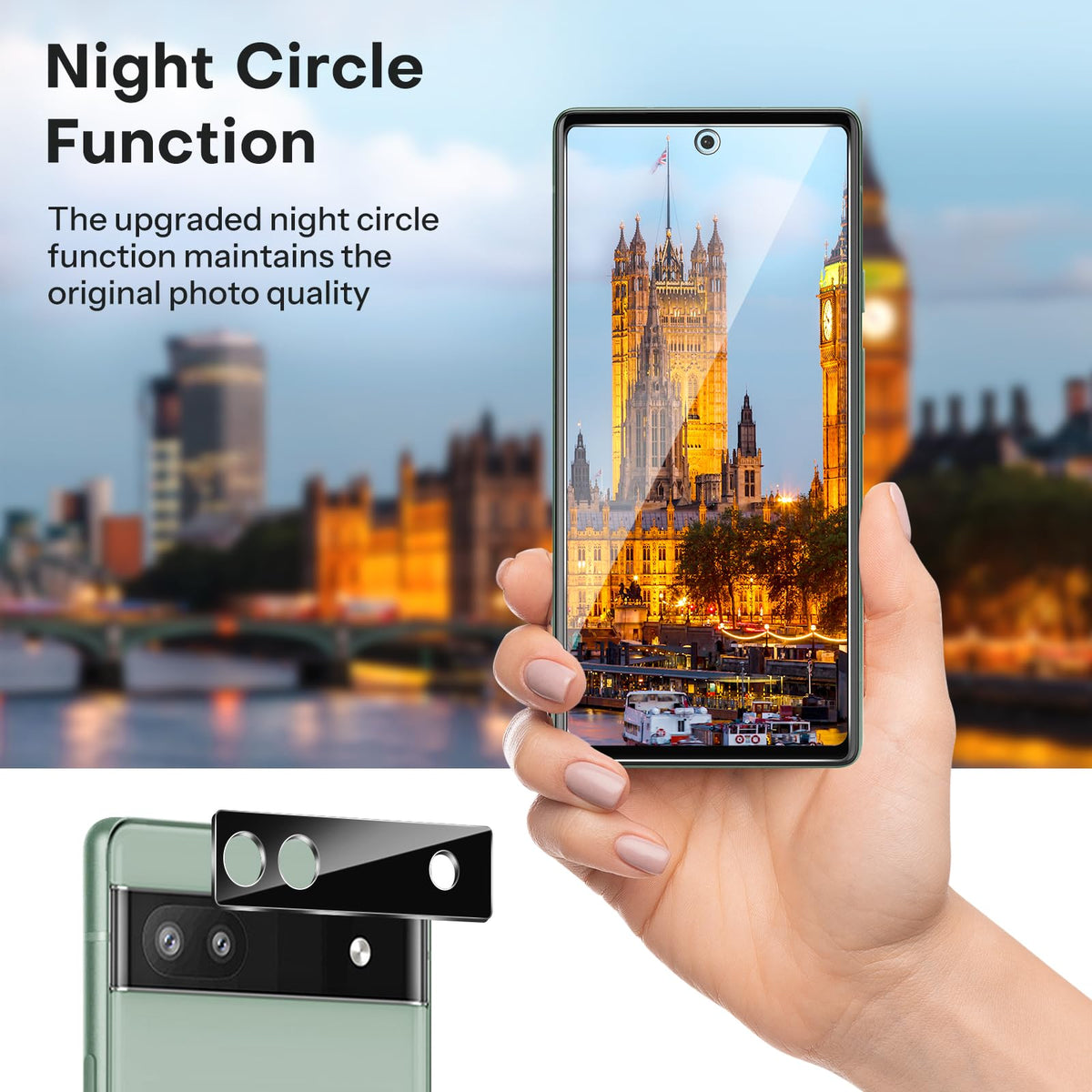 3+2 Pack Screen Protector for Google Pixel 6a (6.1 Inch 2022 Release), 3 Pack Tempered Glass Screen Protector & 2 Pack Camera Lens Protector, Bubble Free/Scratch Resistant