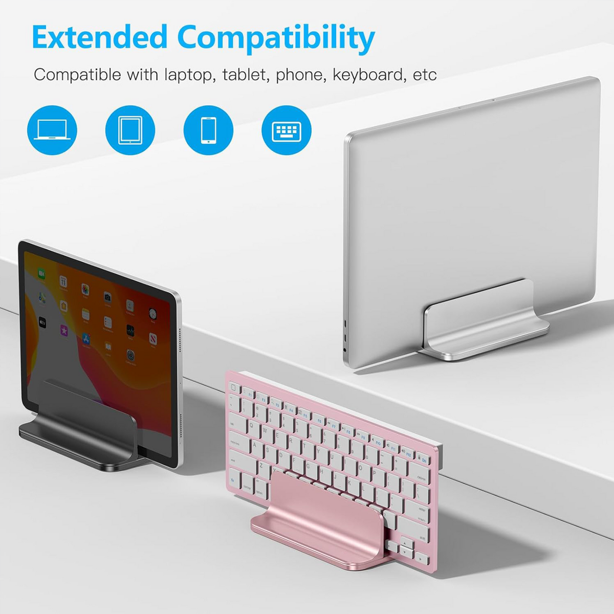 Vertical Laptop Stand Holder, Adjustable Dock for MacBook, Rose Gold