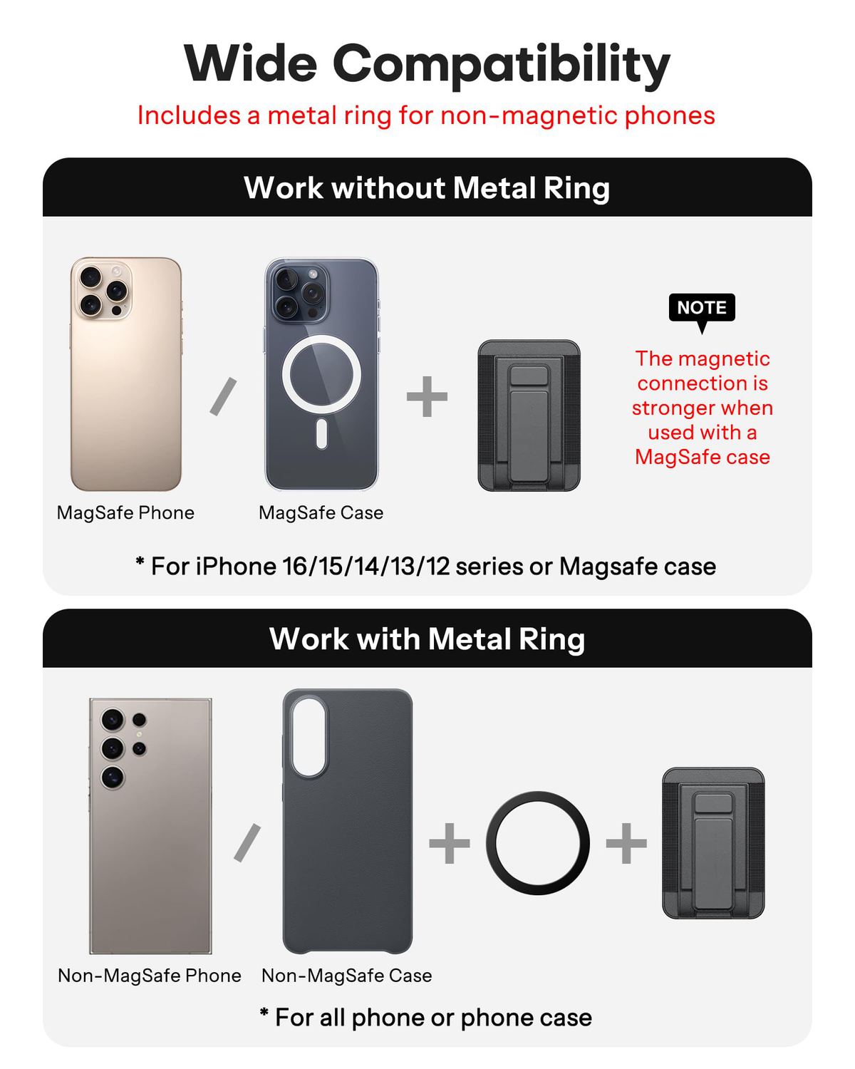 VC09 Magnetic Wallet for iPhone, Holds up to 5 Cards, Kickstand