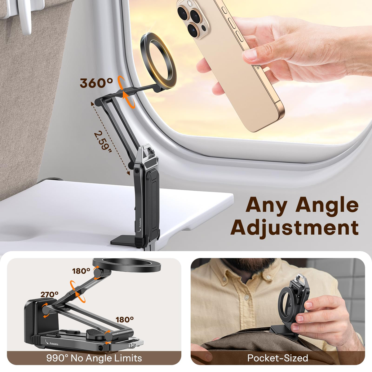 TP02 360°Rotating for MagSafe Tripod, Upgrade with 1/4" Screw, Arca