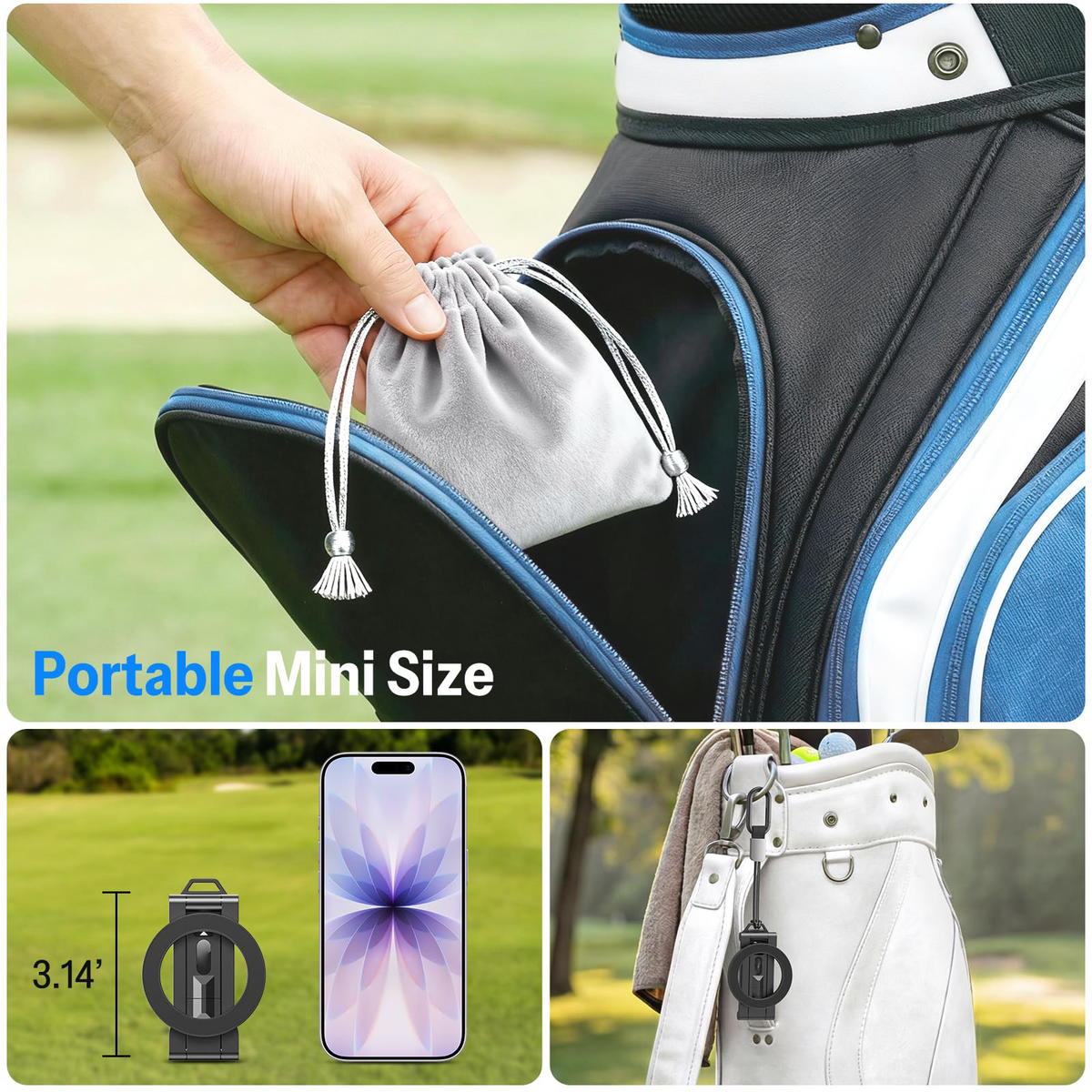 Magnetic Golf Cart Phone Holder, 1/4" Screw, 5.6in Extendable Arm
