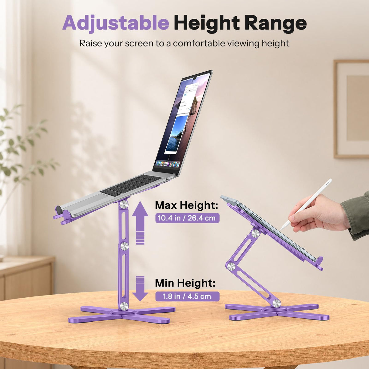 LA10 360° Rotating Laptop Stand Riser Foldable for Desk, Purple