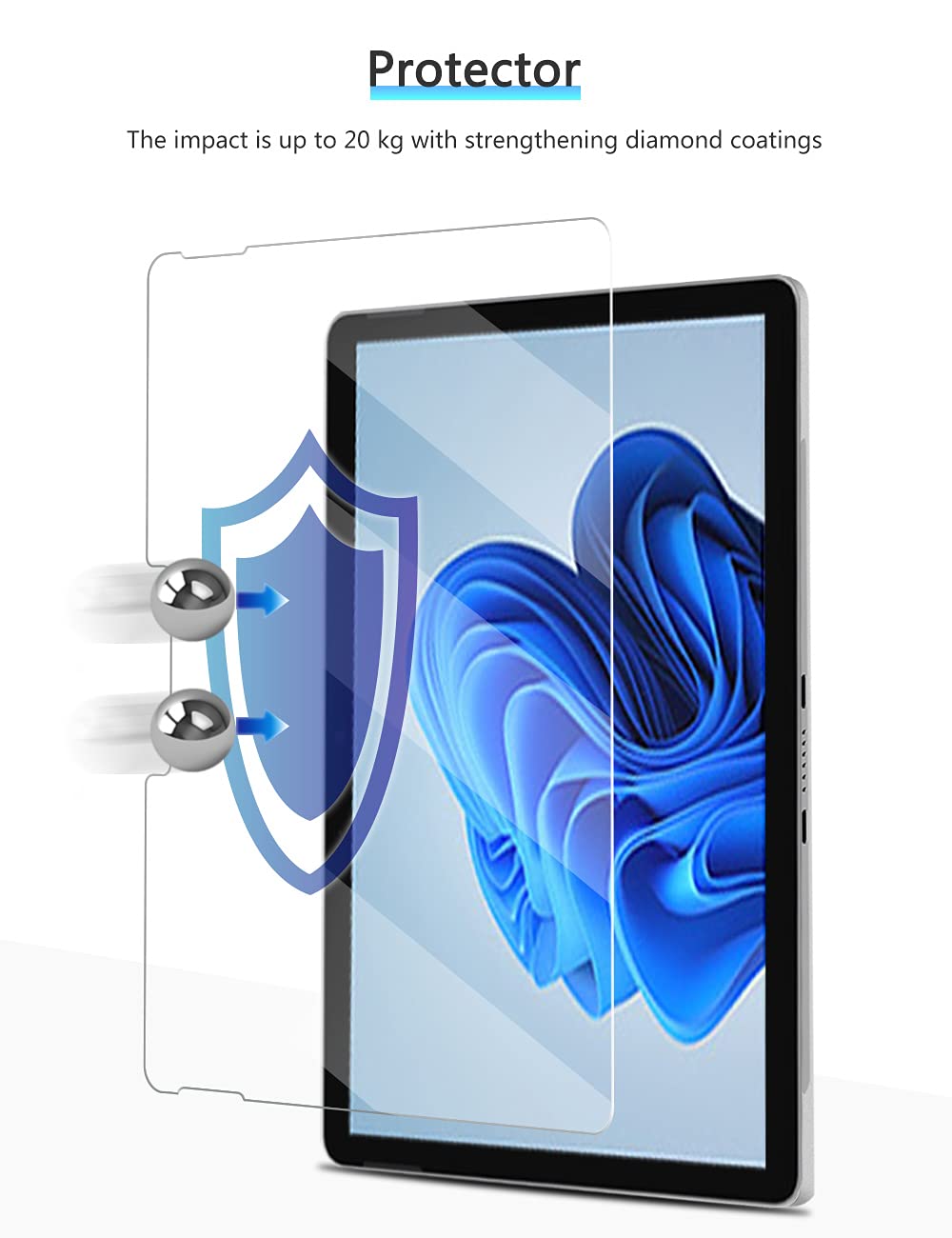 [2 Pack Screen Protector Compatible for Microsoft Surface Go 3 / Surface Go 2 / Surface Go (2021/2020/2018 Released), Tempered Glass High Definition