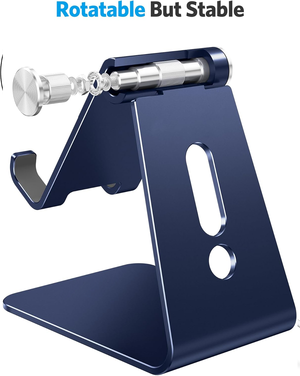 C2 Adjustable Cell Phone Stand with Charging Cutout, Navy Blue