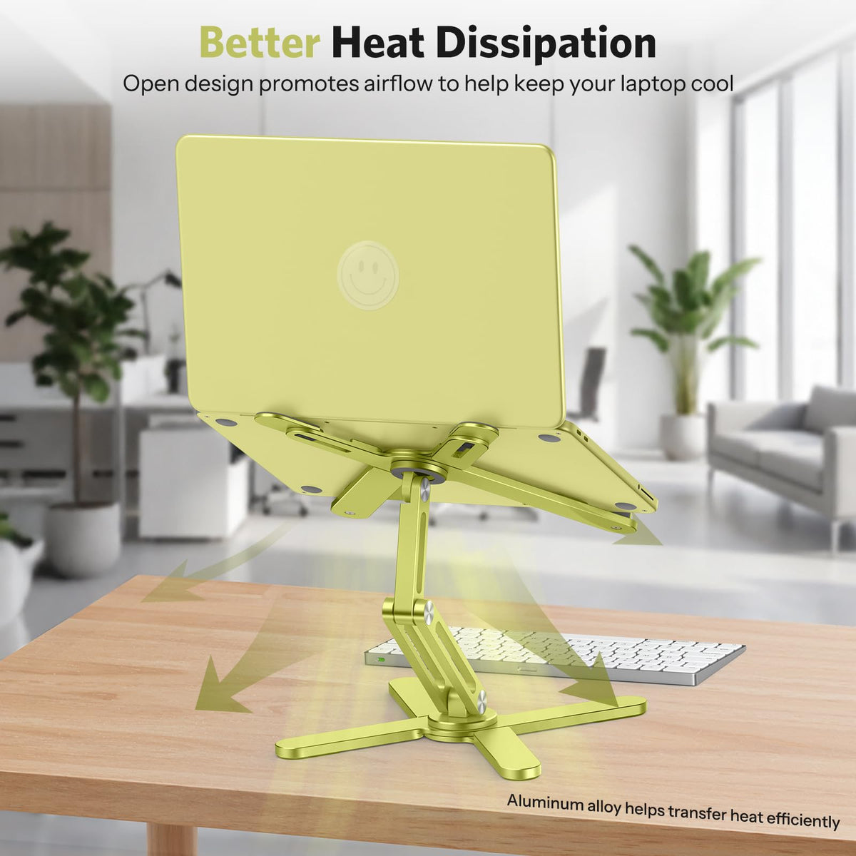 LA10 360° Rotating Laptop Stand Riser Foldable for Desk, Citron