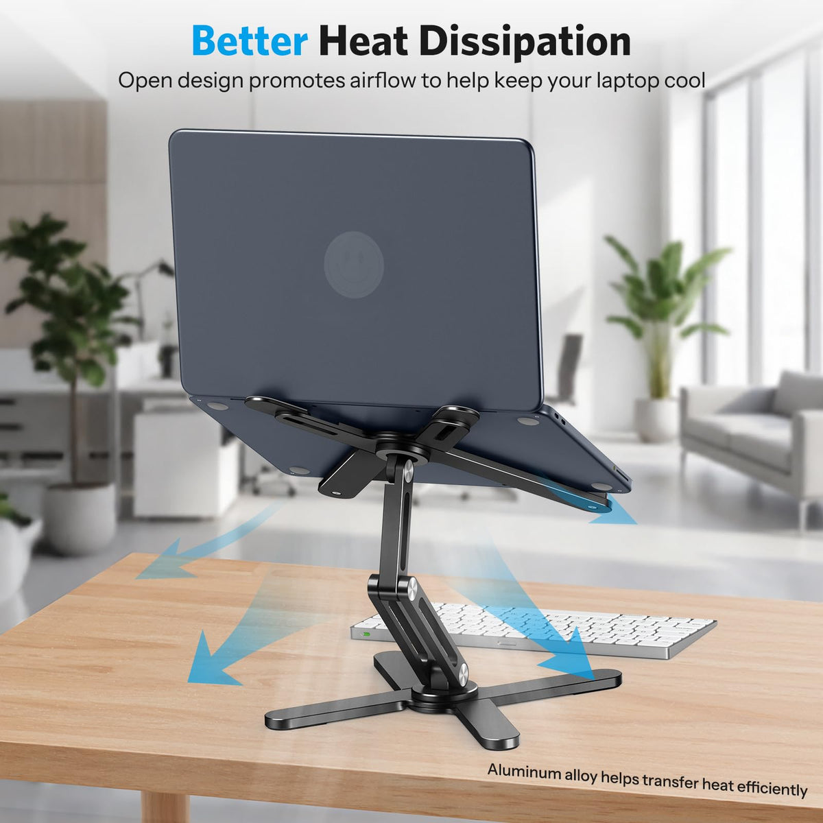 LA10 360° Rotating Laptop Stand Riser Foldable for Desk, Black