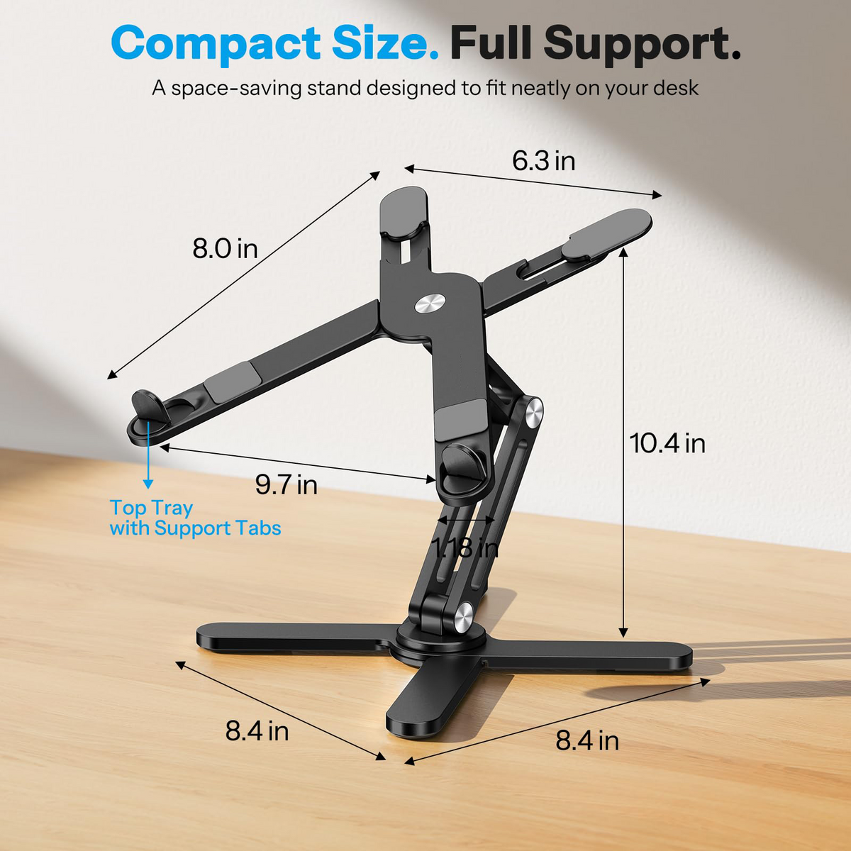 LA10 360° Rotating Laptop Stand Riser Foldable for Desk, Black