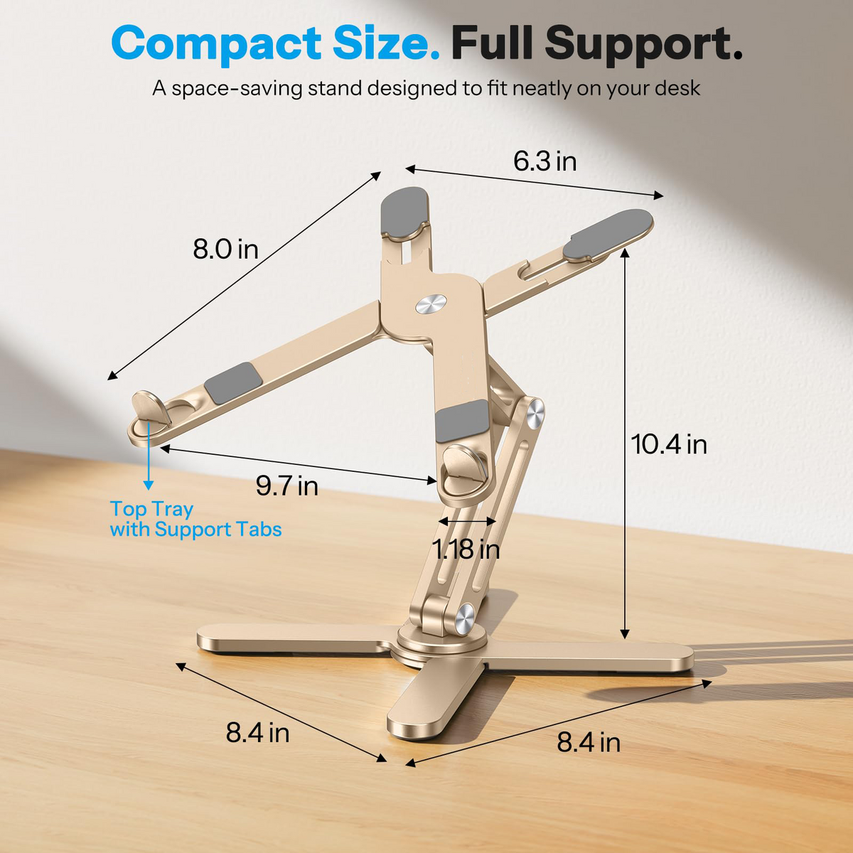 LA10 360° Rotating Laptop Stand Riser Foldable for Desk, Gold