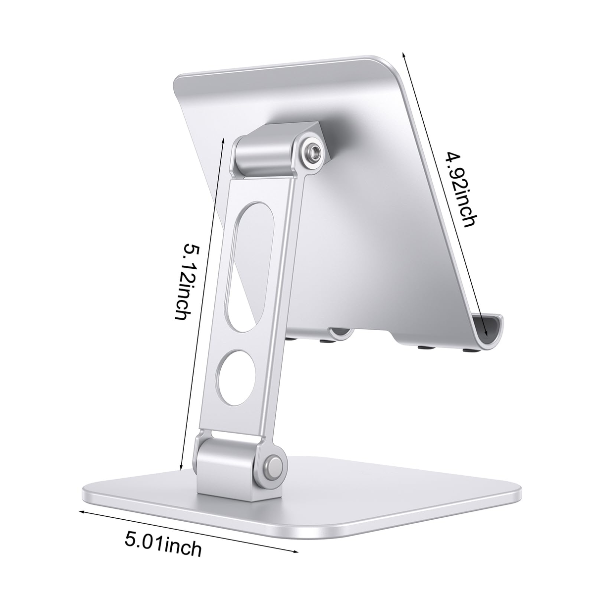 T5 Foldable Tablet Stand, Heavy Adjustable Holder for iPad, Silver