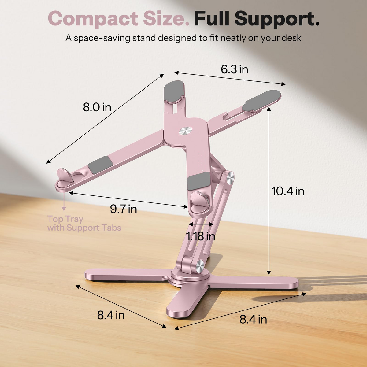 LA10 360° Rotating Laptop Stand Riser Foldable for Desk, Pink