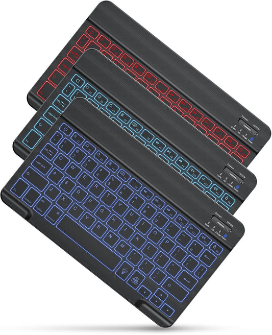 7 Color Backlit & Rechargeable Bluetooth Keyboard for iPad & iPhone