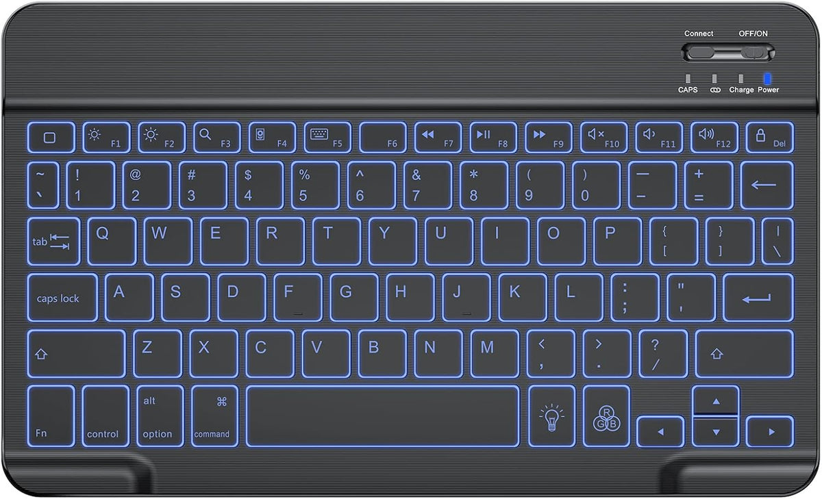 7 Color Backlit & Rechargeable Bluetooth Keyboard for iPad & iPhone