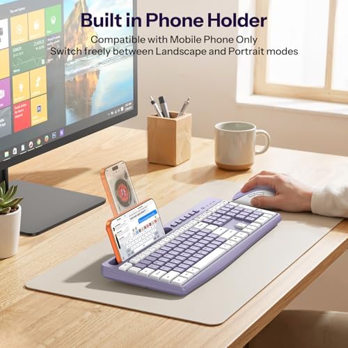 Wireless Keyboard and Mouse Combo for PC/Computer/Windows & Bluetooth Rechargeable Keyboard for Tablet/Android/Windows/iOS