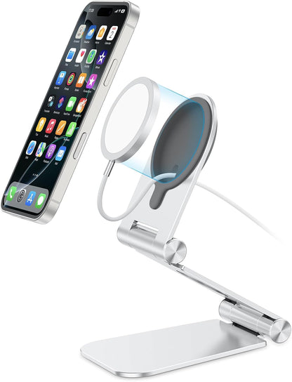 MS02 Phone Stand for Magsafe Charger, Phone Holder for iPhone Silver