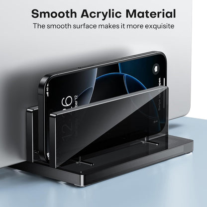 Vertical Laptop Stand, Black Acrylic Dual Holder for MacBook Gaming