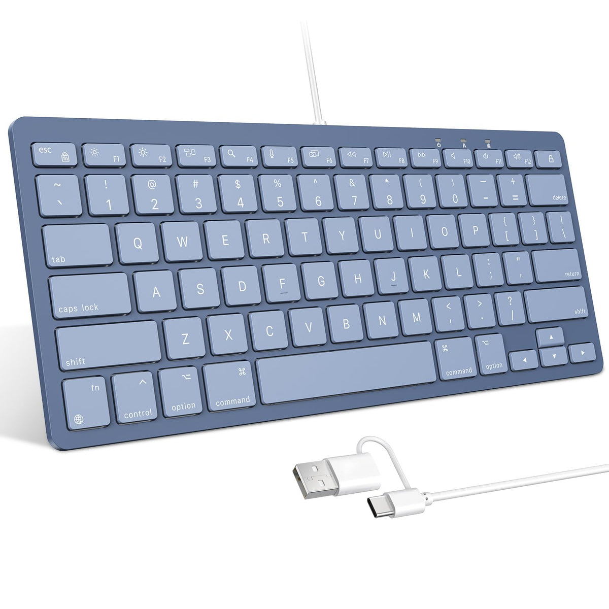 Quiet Scissor Switch Wired Keyboard for Mac, USB-A/Type-C, Purple