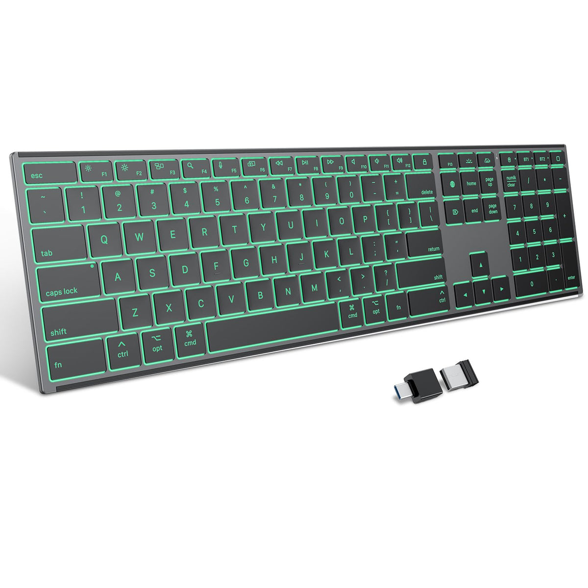 2.4G & Dual Bluetooth Wireless Keyboard for Mac, 7 Color Backlit