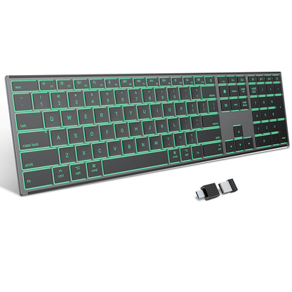 2.4G & Dual Bluetooth Wireless Keyboard for Mac, 7 Color Backlit