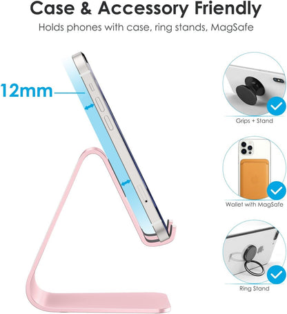C1 Upgraded Aluminum Cell Phone Stand for Desk, Durable Phone Dock