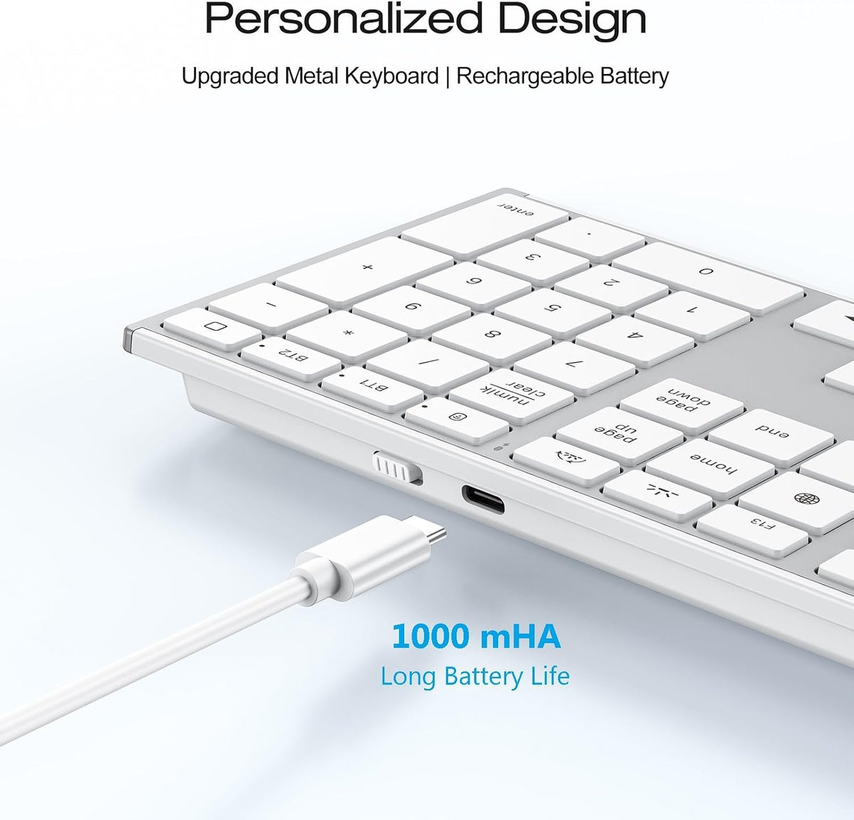 2.4G & Dual Bluetooth Wireless Keyboard for Mac, 7 Color Backlit