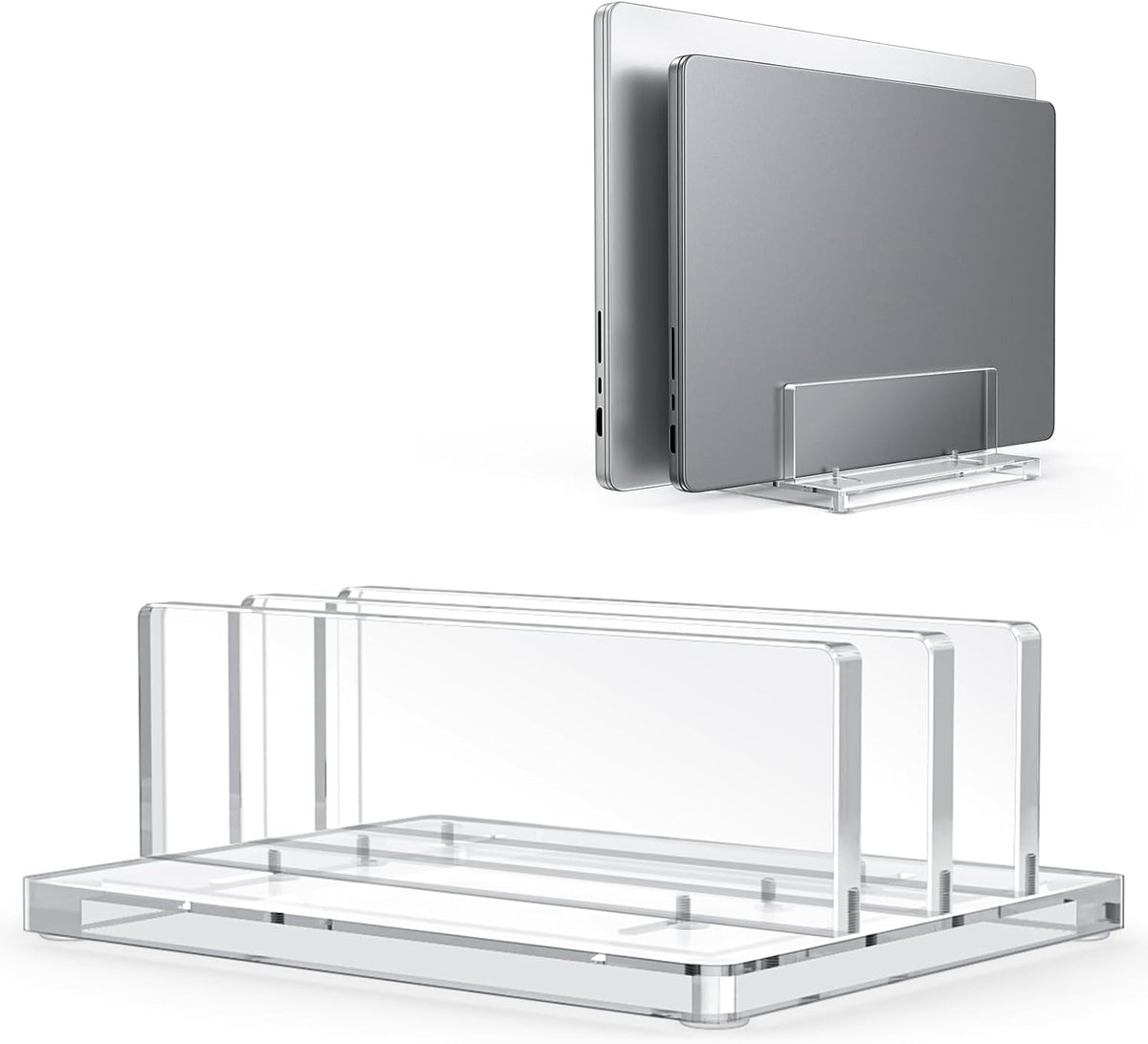 Vertical Laptop Stand, Clear Acrylic Dual Holder for MacBook Gaming