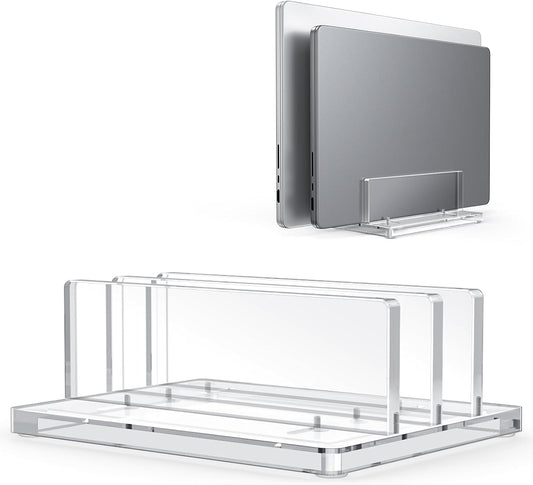 Vertical Laptop Stand, Clear Acrylic Dual Holder for MacBook Gaming