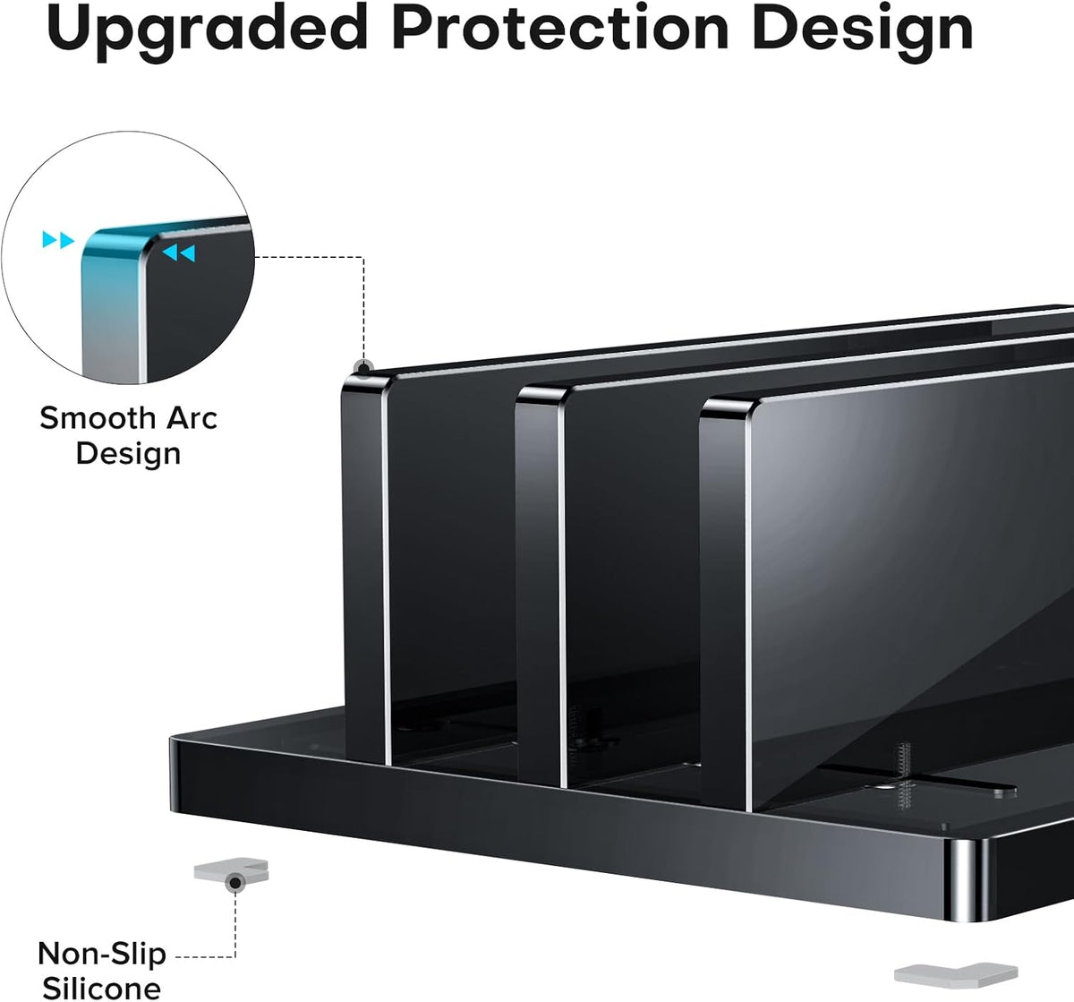 Vertical Laptop Stand, Black Acrylic Dual Holder for MacBook Gaming