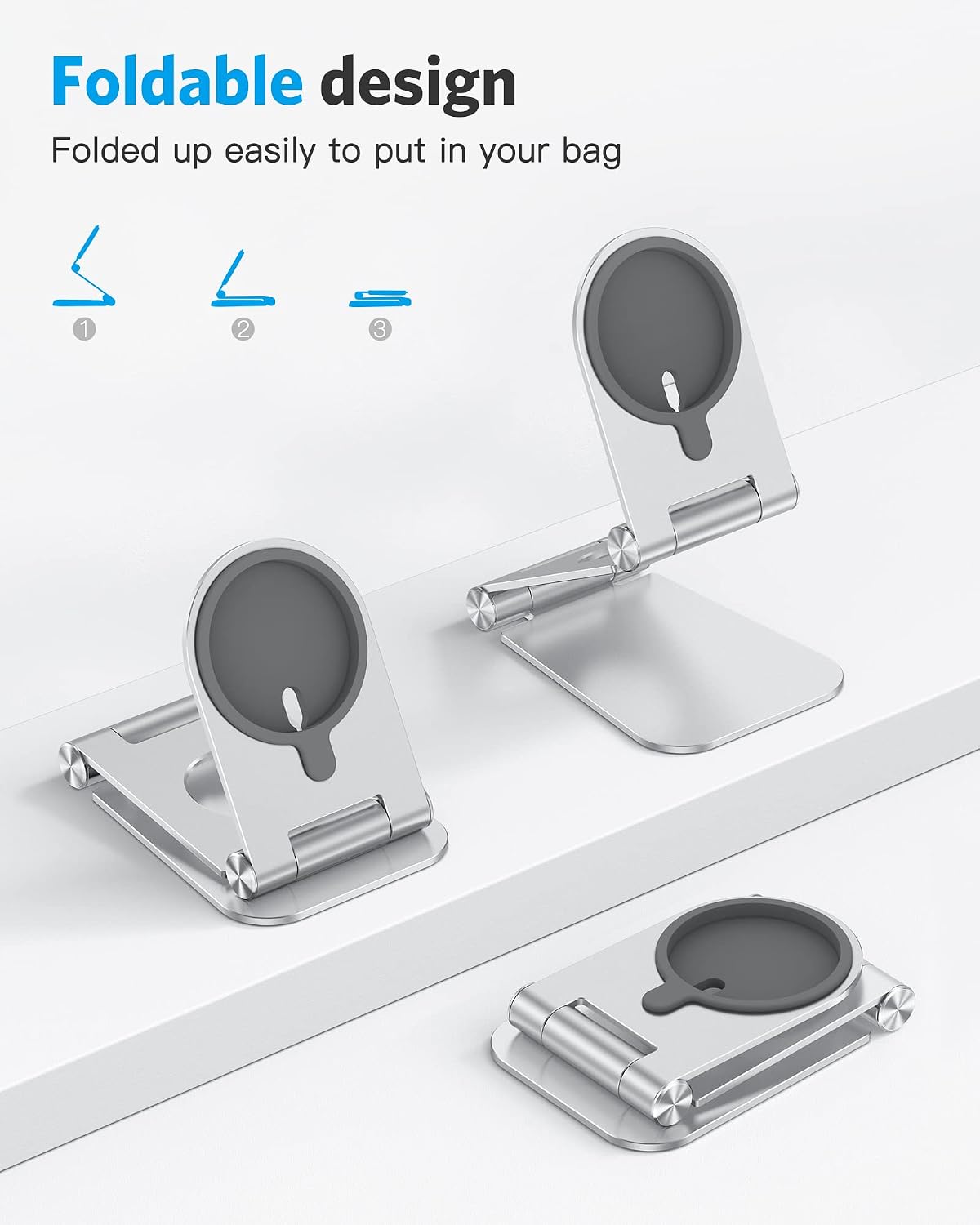 MS02 Phone Stand for Magsafe Charger, Phone Holder for iPhone Silver