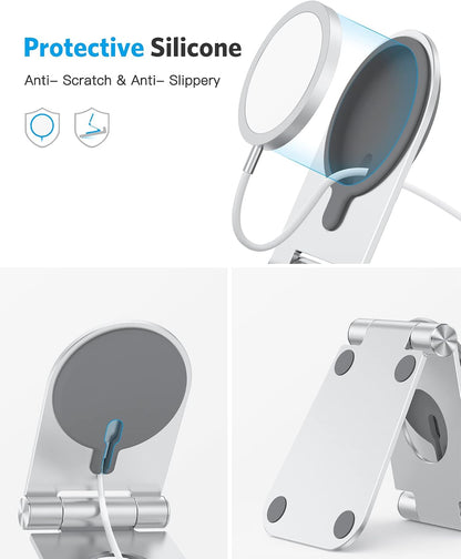 MS02 Phone Stand for Magsafe Charger, Phone Holder for iPhone Silver