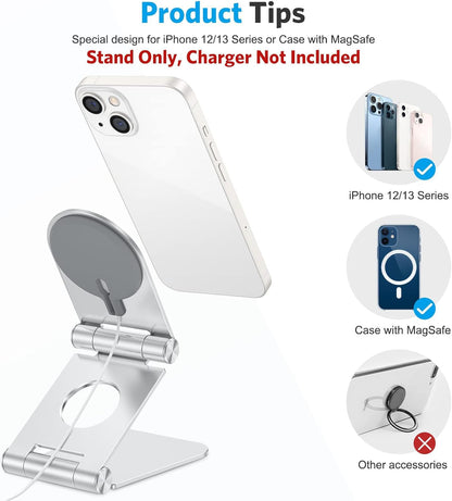 MS02 Phone Stand for Magsafe Charger, Phone Holder for iPhone Silver