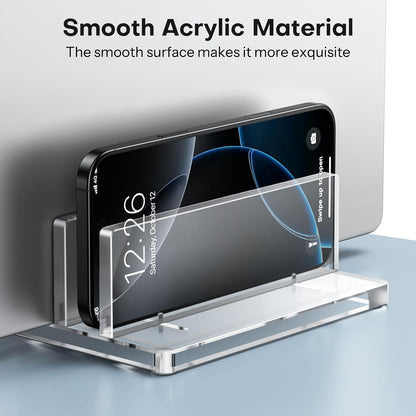 Vertical Laptop Stand, Clear Acrylic Dual Holder for MacBook Gaming