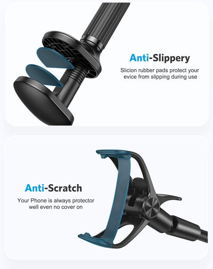Gooseneck Phone Holder, Lazy Phone Stand with Flexible Long Arm and Bracket Grip for iPhone 13 Pro/12 Pro Max/X, Sumsung S20/ S10, Nintendo Switch and Other 4.0-6.7 Inch Devices, Black