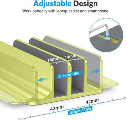 Dual Vertical Desk Laptop Stand Holder, Fits MacBook Air/Pro, Citron